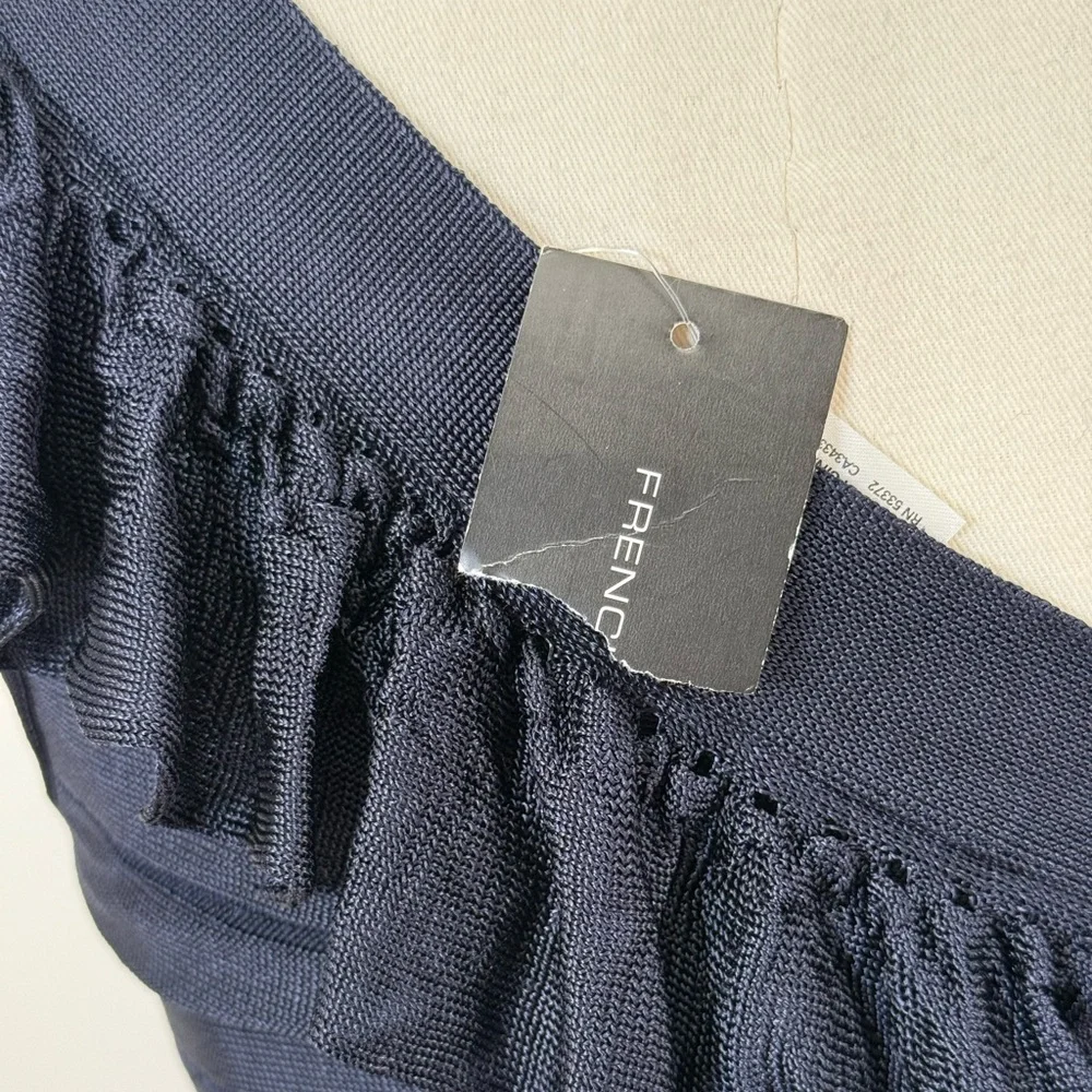 French Connection Navy Blue One-Shoulder Dress Size 2 - Picture 12 of 16